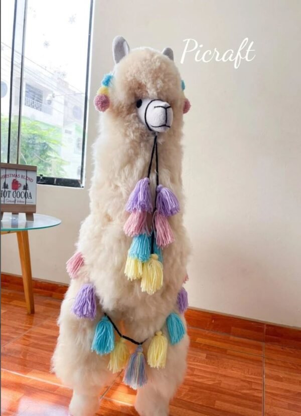 Big llama toy - Big teddy - stuffed animal- real size teddy - birthday party -nursery - child's room - alpaca toy- big Alpaca teddy-handmade - Imagen 4