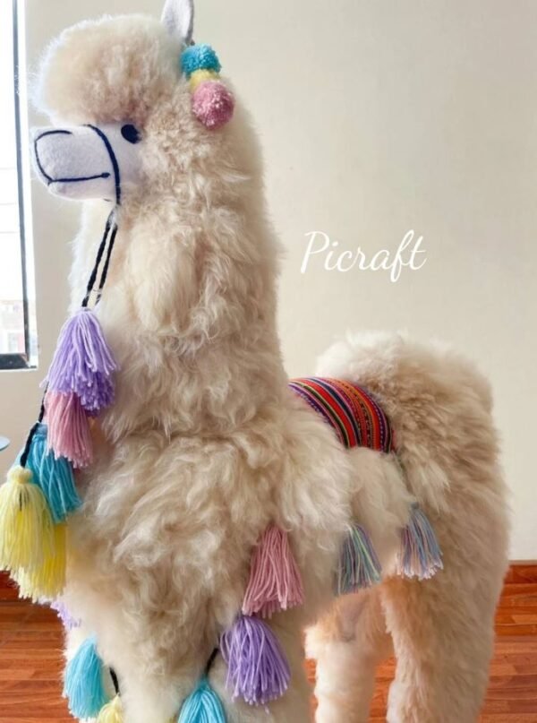 Big llama toy - Big teddy - stuffed animal- real size teddy - birthday party -nursery - child's room - alpaca toy- big Alpaca teddy-handmade - Imagen 6