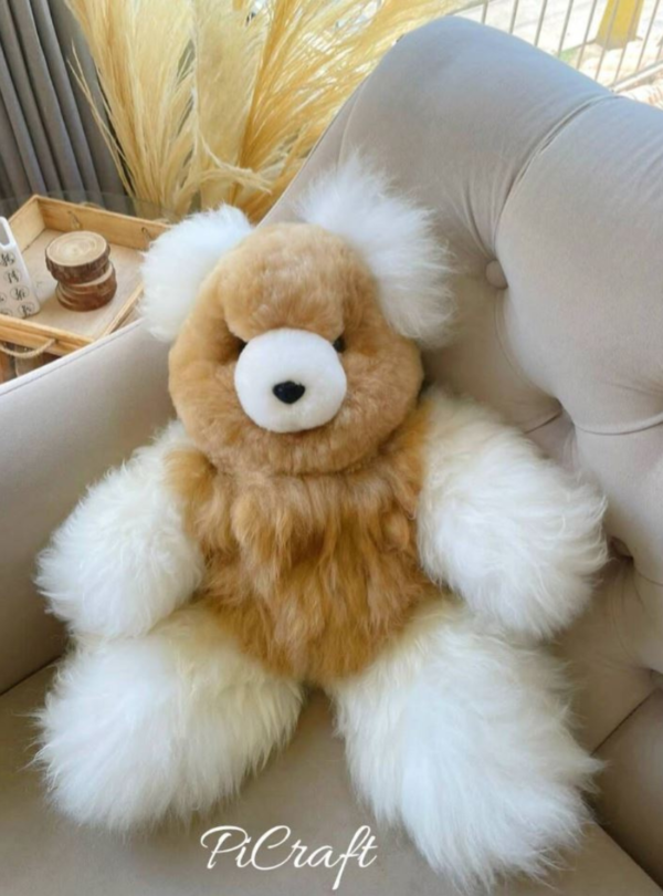 Alpaca teddy bear - teddy bear - very soft to the touch - handmade - White and Brown teddy bea - 23 inches