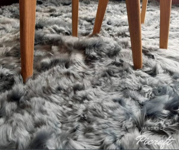 Luxury gray alpaca rug - fur rug - alpaca rug - soft rug - 100% fur - handmade - gray rug - Imagen 2