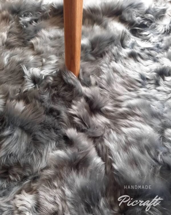 Luxury gray alpaca rug - fur rug - alpaca rug - soft rug - 100% fur - handmade - gray rug - Imagen 3