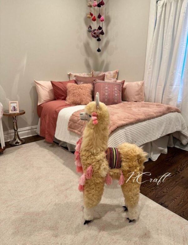 Big llama toy - Big teddy - stuffed animal- real size teddy - birthday party -nursery - child's room - alpaca toy- big Alpaca teddy-handmade - Beige Color