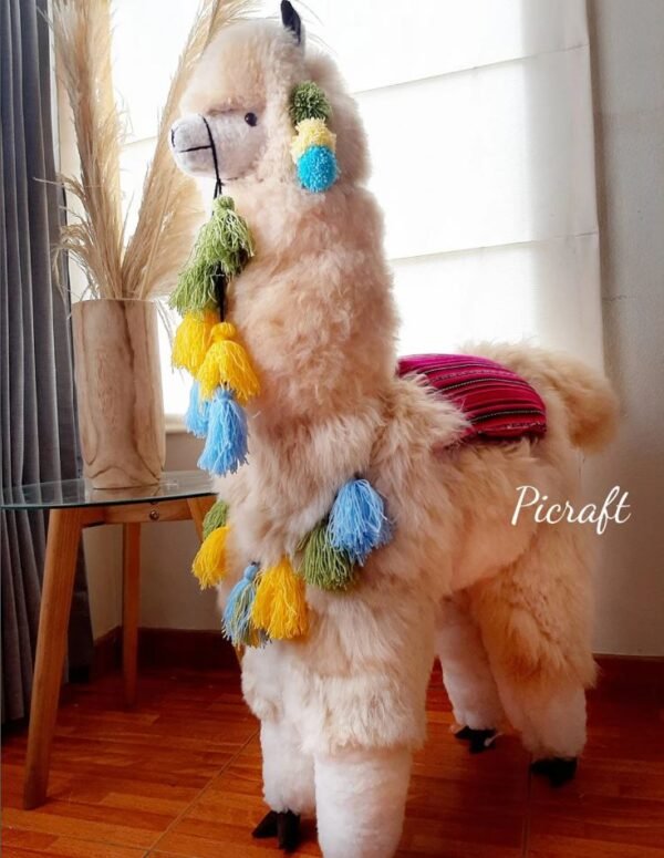 Big llama toy - Big teddy - stuffed animal- real size teddy - birthday party -nursery - child's room - alpaca toy- big Alpaca teddy-handmade - Beige Color - Imagen 4