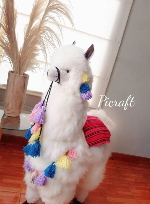 Big llama toy - Big teddy - stuffed animal- real size teddy - birthday party -nursery - child's room - alpaca toy- big Alpaca teddy-handmade - White Color - Imagen 5