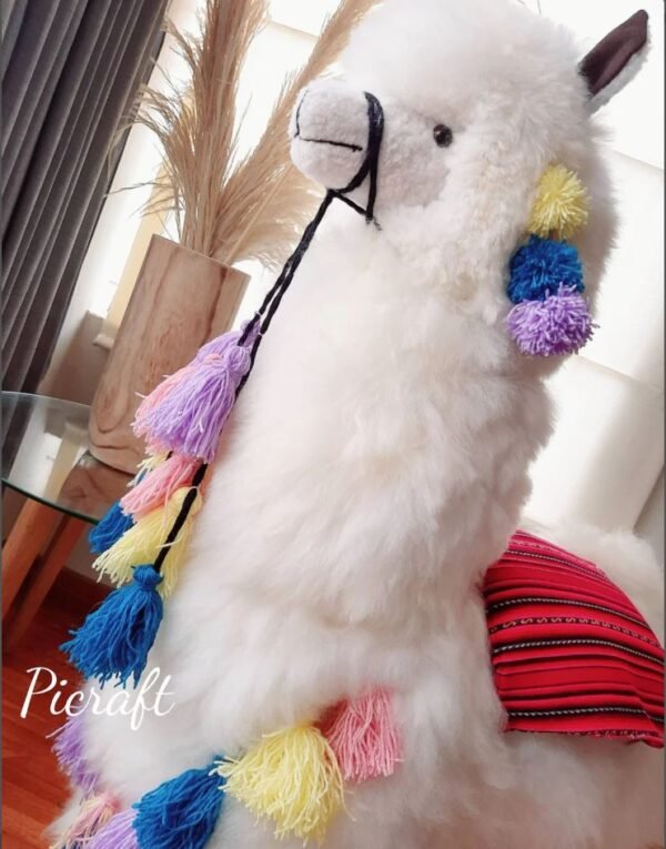 Big llama toy - Big teddy - stuffed animal- real size teddy - birthday party -nursery - child's room - alpaca toy- big Alpaca teddy-handmade - White Color - Imagen 6