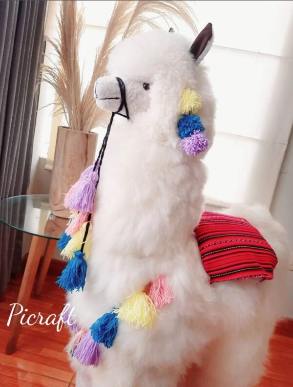 Big llama toy - Big teddy - stuffed animal- real size teddy - birthday party -nursery - child's room - alpaca toy- big Alpaca teddy-handmade - White Color - Imagen 3