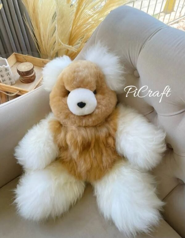 Alpaca teddy bear - teddy bear - very soft to the touch - handmade - White and Brown teddy bea - 23 inches - Imagen 3