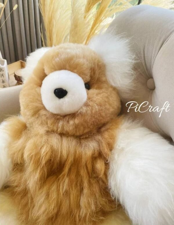 Alpaca teddy bear - teddy bear - very soft to the touch - handmade - White and Brown teddy bea - 23 inches - Imagen 4