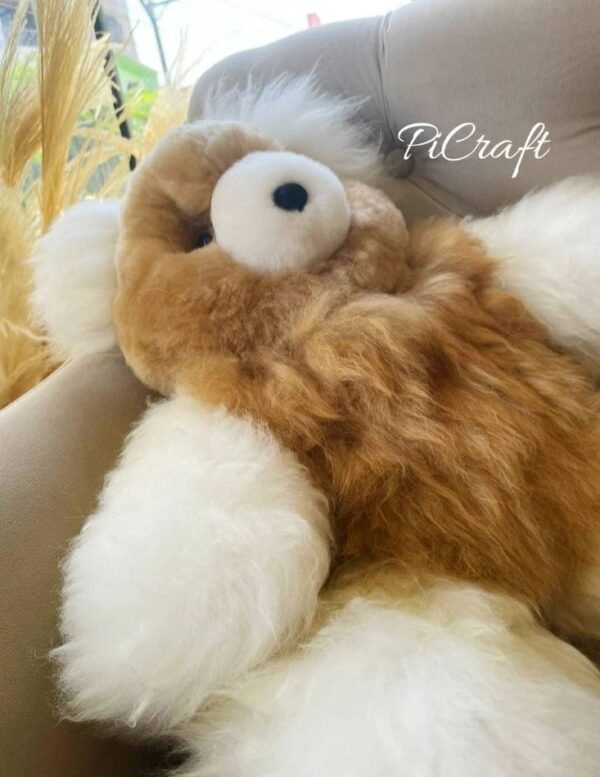 Alpaca teddy bear - teddy bear - very soft to the touch - handmade - White and Brown teddy bea - 23 inches - Imagen 5