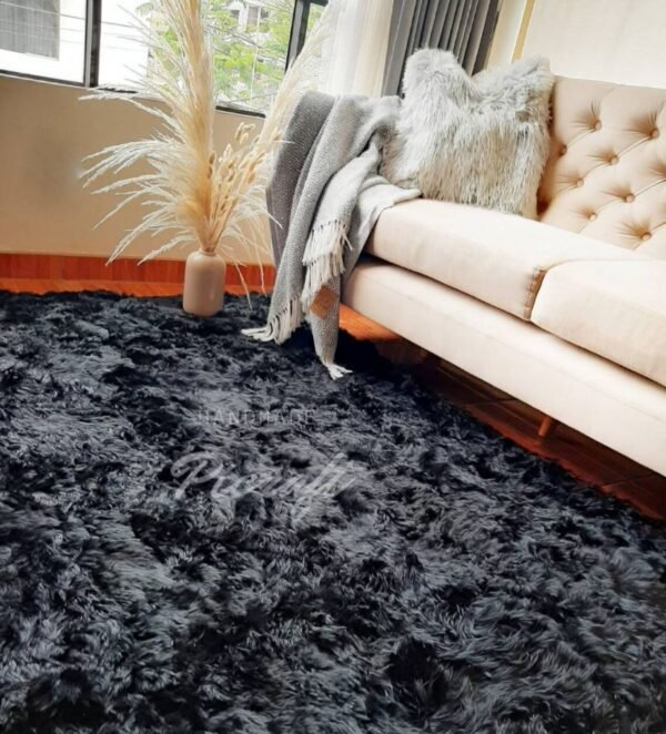 Luxury Black alpaca rug - fur rug - alpaca rug - soft rug - 100% fur - handmade - Imagen 3