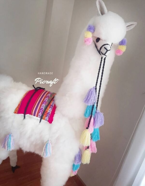 Big llama toy - Big teddy - stuffed animal- real size teddy - birthday party -nursery - child's room - alpaca toy- big Alpaca teddy-handmade - White Color - Imagen 6