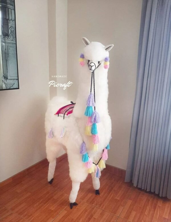 Big llama toy - Big teddy - stuffed animal- real size teddy - birthday party -nursery - child's room - alpaca toy- big Alpaca teddy-handmade - White Color