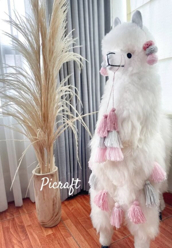 Big llama toy - Big teddy - stuffed animal- real size teddy - birthday party -nursery - child's room - alpaca toy- big Alpaca teddy-handmade - White Color - Imagen 3