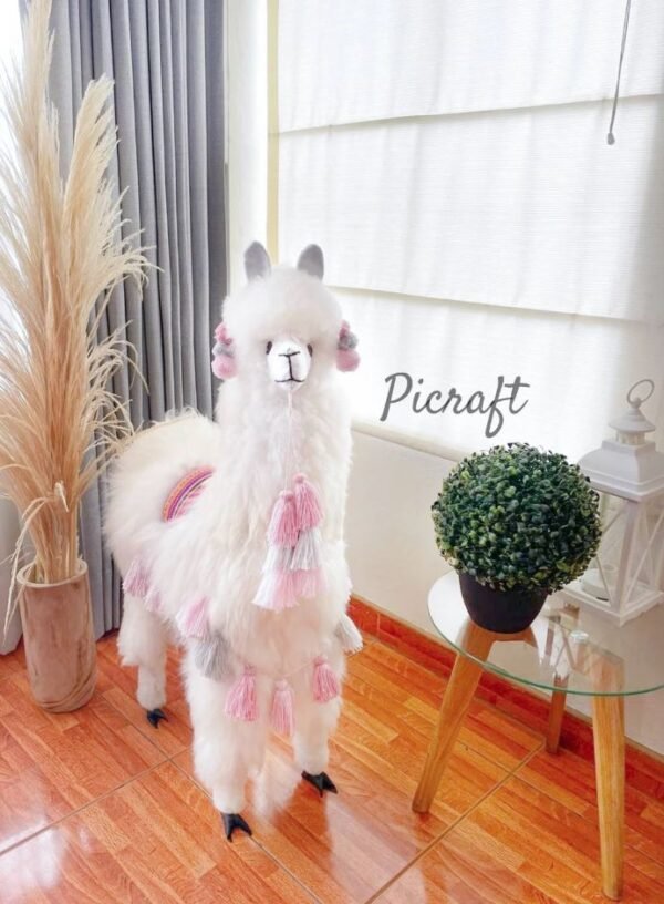 Big llama toy - Big teddy - stuffed animal- real size teddy - birthday party -nursery - child's room - alpaca toy- big Alpaca teddy-handmade - White Color - Imagen 6